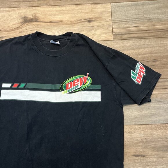 Mountain Dew Crew Logo T Shirt Adult SZ XL Black Graphic Advertisement Soda - Picture 2 of 7